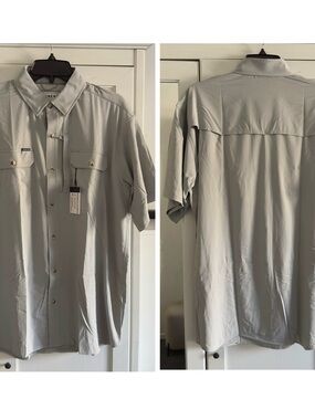 Poncho The Grey Fox Short Sleeve Shirt in Grey Men's Size Large Regular Fit